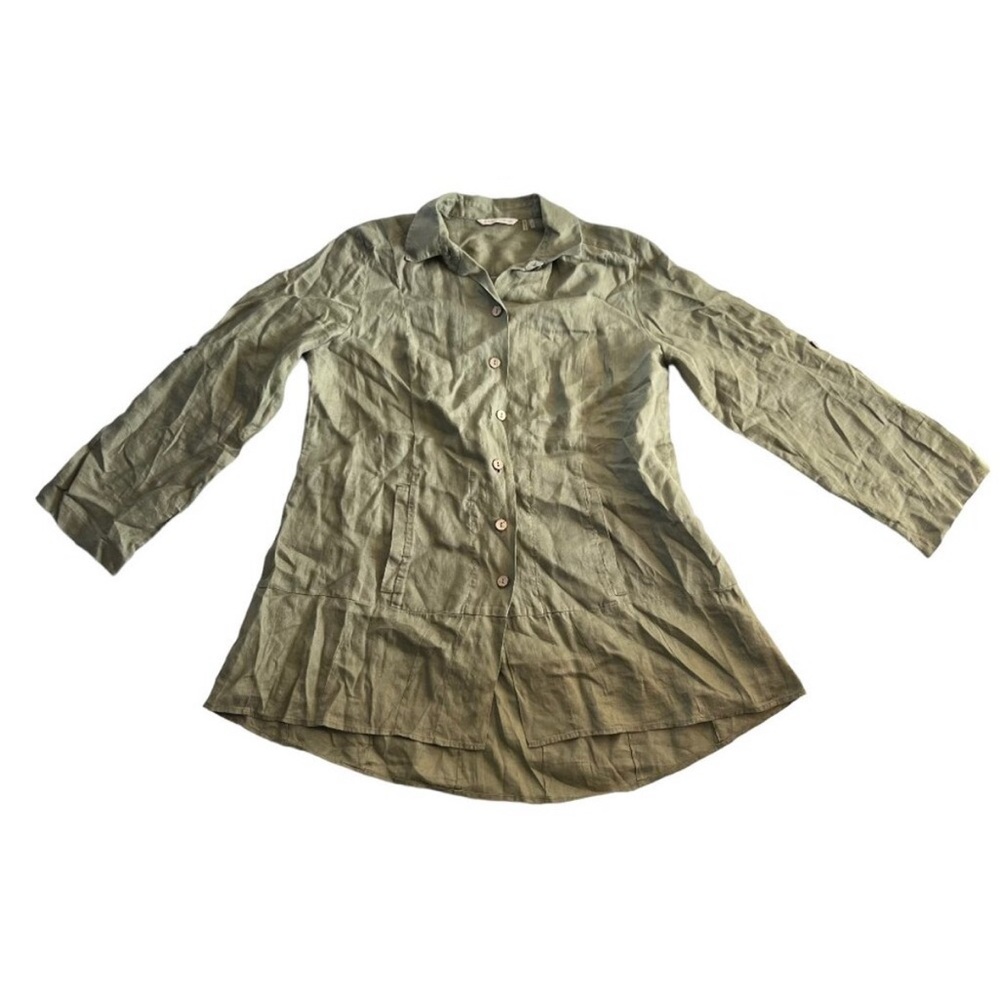 Make offer! Olive Soft Surroundings Green Button-Up Tunic Shirt Medium